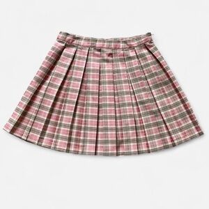 CALI1850 LOS ANGELES Pink Plaid Pleated Mini Skirt